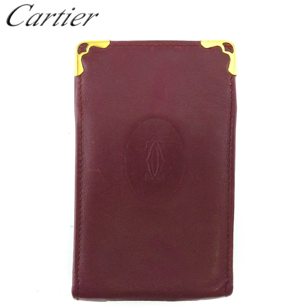 [Super Sale 30% OFF] Cartier Cigarette Case, Tobacco Case, Women's Men's Mustline, Bordeaux Gold Leather, Cartier T20419 [Used]