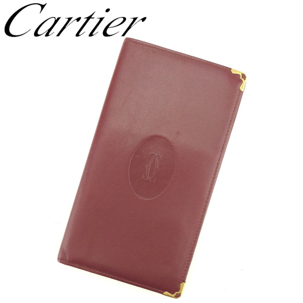 [Spring Sale] [Last item] [Used] Cartier long billfold billfold Mustline Bordeaux Gold Leather Cartier Women's Gift Fashionable Adult Fashion [Cal