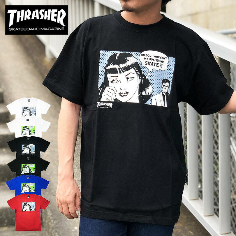 [30% off sale] Thrasher T-shirt THRASHER Brand Men's Women's Black White BoyFriend TEE SUPREME Supreme Tops Skate Street Yu-Packet