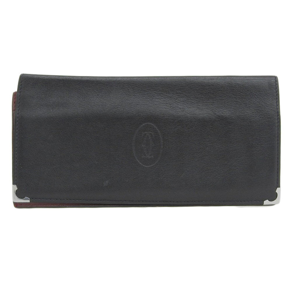 [2x points on 8/1] [Super price reduction! 】 Cartier Mustline Bifold Long Wallet Leather Black [Used]