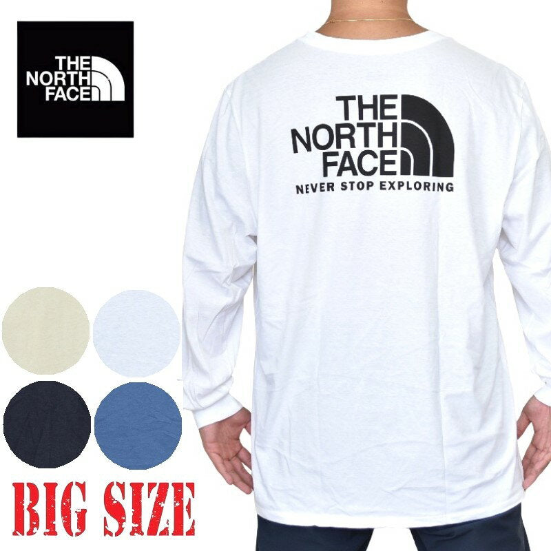 North Face Large Size Men's Long T-Sleeve T-Shirt Back Print USA Model THROWBACK White XL XXL USA Model THE NORTH FACE