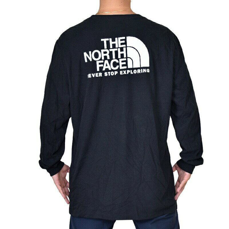 North Face Large Size Men's Long T-Sleeve T-Shirt Back Print USA Model THROWBACK White XL XXL USA Model THE NORTH FACE