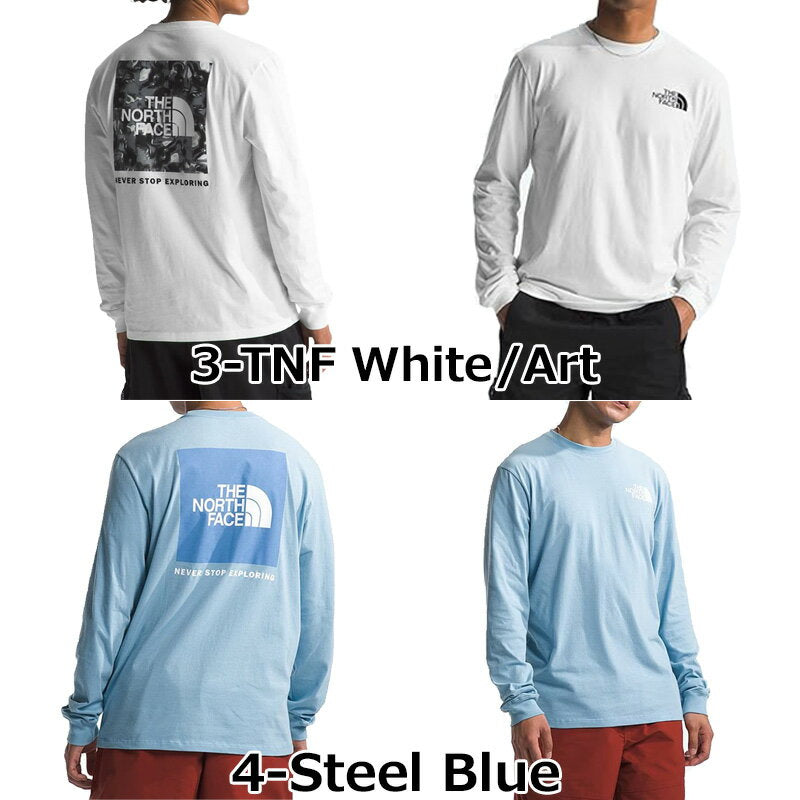 North Face T-shirt Men's Long Sleeve T-shirt S-XXL Overseas Only Long T-back Print Box Logo T-shirt Brand Stylish Large Size Cotton Cotton Black White Gray Print Teenagers 20s 30s 40s