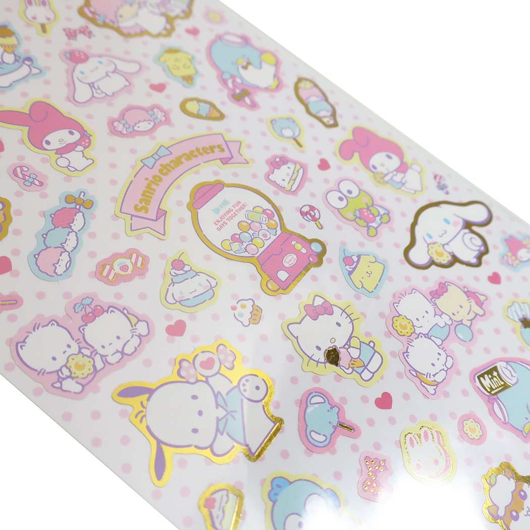 Hoja de pegatinas de personajes de Sanrio, juego de mini sellos, mezcla elegante, cuaderno de la industria del papel Sanrio Yamano, artículos decorativos para el correo, colección de cine, regalo para niño y niña