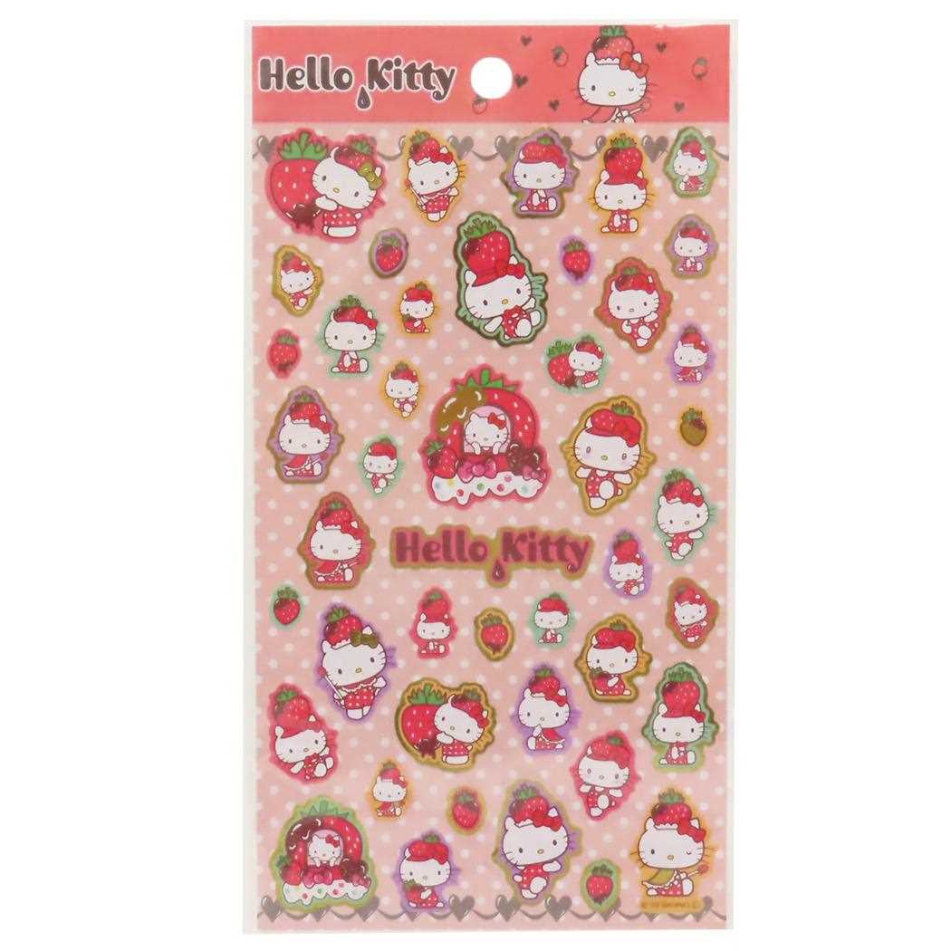 Hello Kitty sticker sheet character sticker KT strawberry hat Sanrio Yamano Paper Industry Decoration Decoration Decorative Stickers Character Goods Cinema Collection