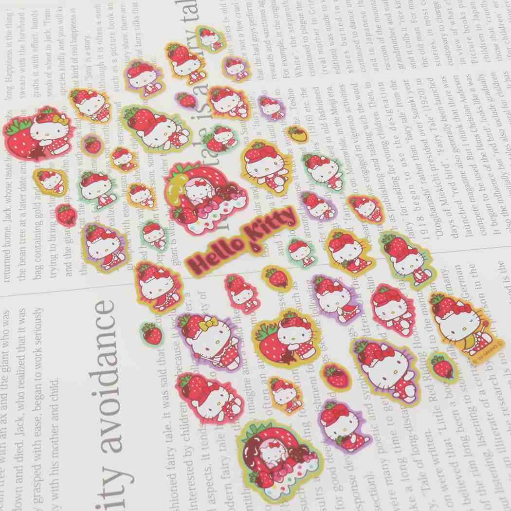 Hello Kitty sticker sheet character sticker KT strawberry hat Sanrio Yamano Paper Industry Decoration Decoration Decorative Stickers Character Goods Cinema Collection